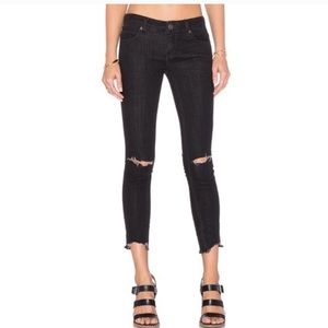 Free People  Destroyed Ankle Skinny Raw Hem Jeans